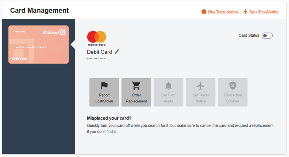 Desktop card controls