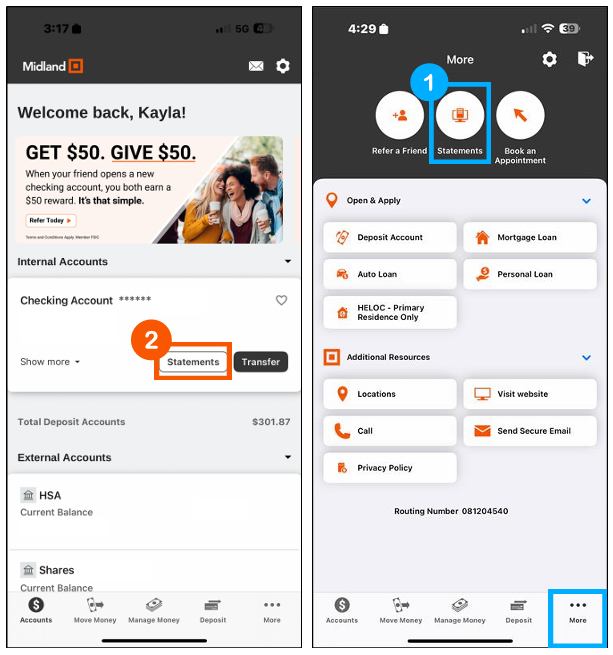 Enable eStatements in the Mobile App