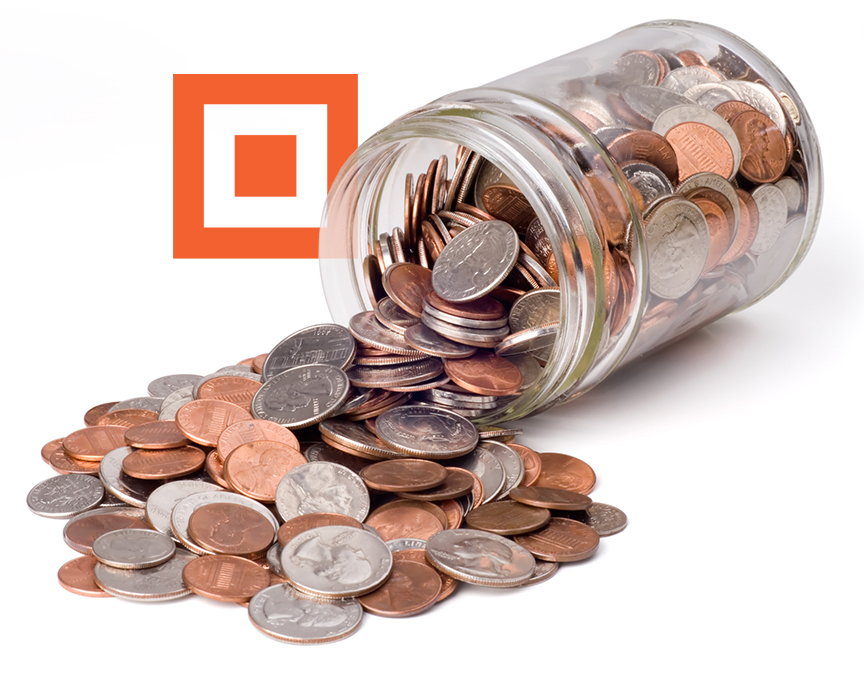 Jar of change spilling out