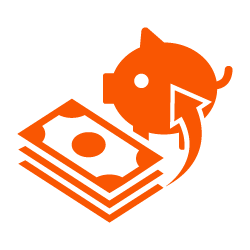 round up savings icon showing money moving to piggy bank