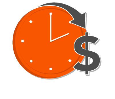 clock icon with dollar sign in front of it