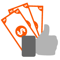 icon of money and a thumbs up