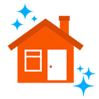 icon of a home with sparkles near it