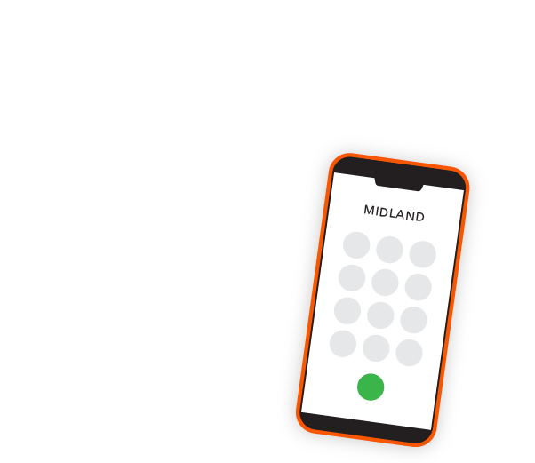 orange logo with phone icon on it