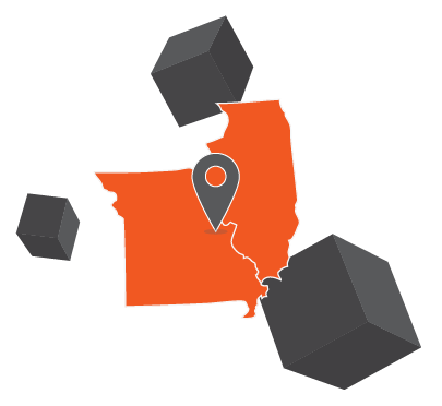 A map marker on Illinois and Missouri