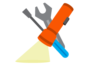 tools and flashlight