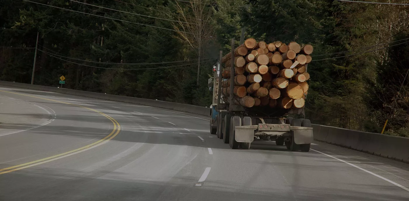 Logging truck on highway