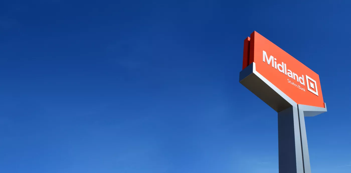 Midland sign on blue sky